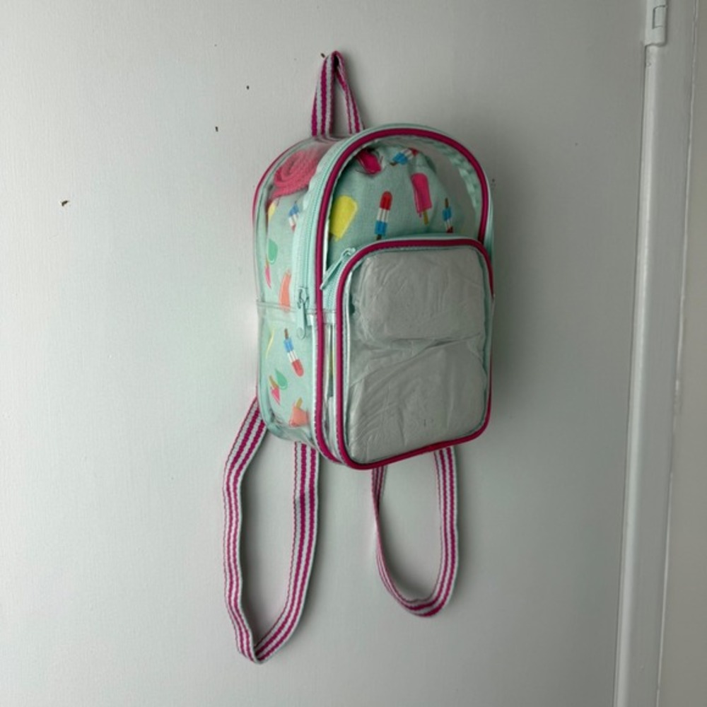 Sun Squad Mini Backpack Ice‎ Cream Print Clear Pocket Kids Travel Bag